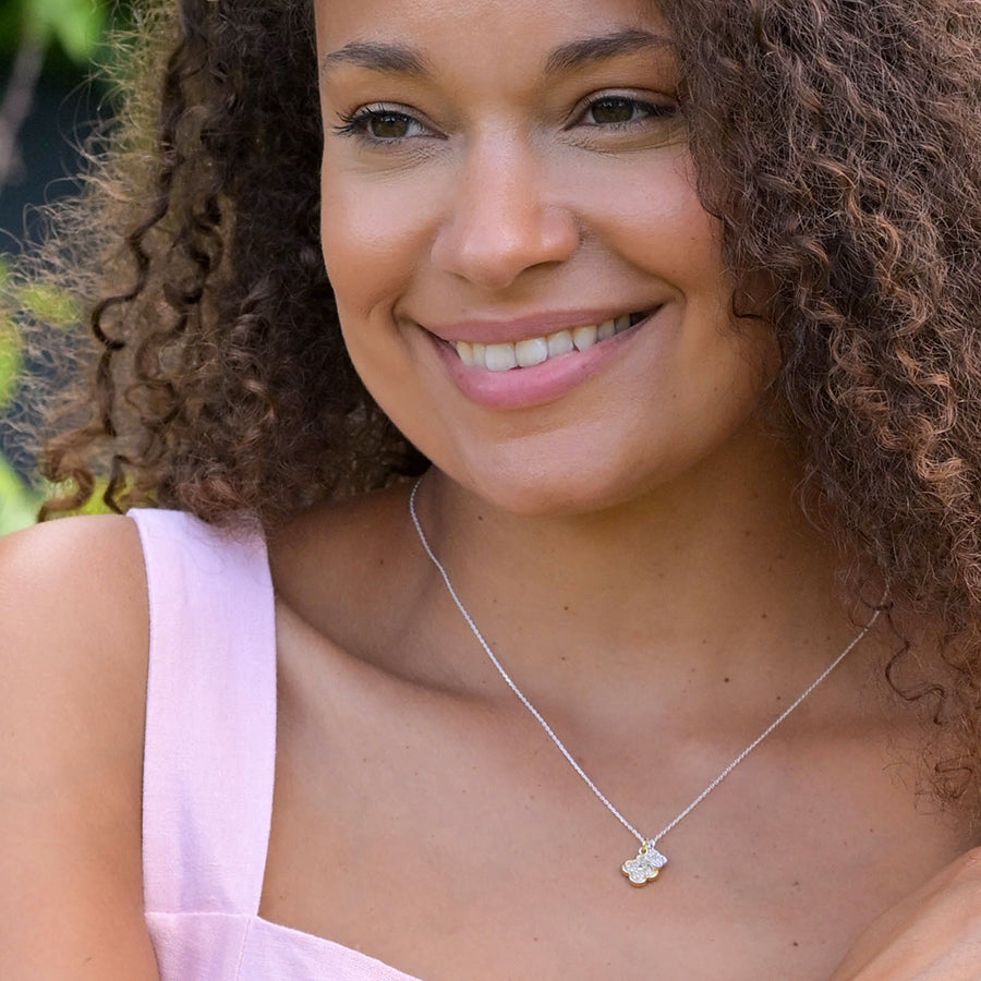 Double Quatrefoil Necklace with Crystals