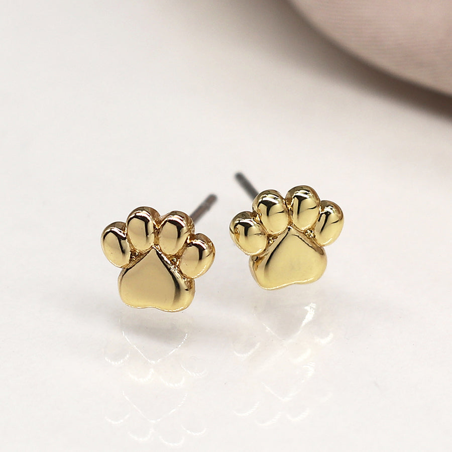 Faux Gold and Silver Plated Dogs and Paws Triple Earring Set