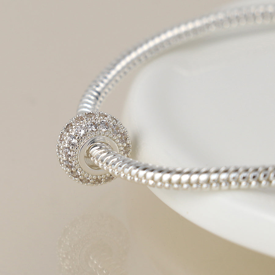 Silver Plated Pave Crystal Hoop Bracelet
