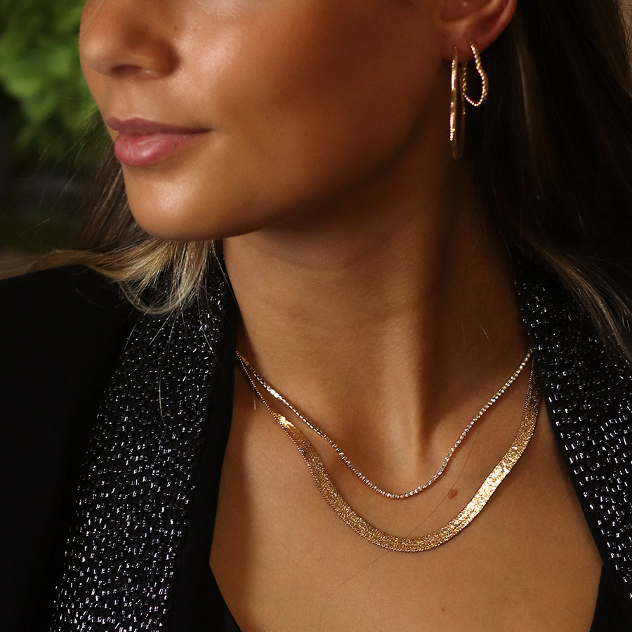 Liquid Chain Necklace, Silver or Gold
