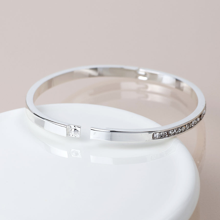 Silver Plated, Hinged Bangle
