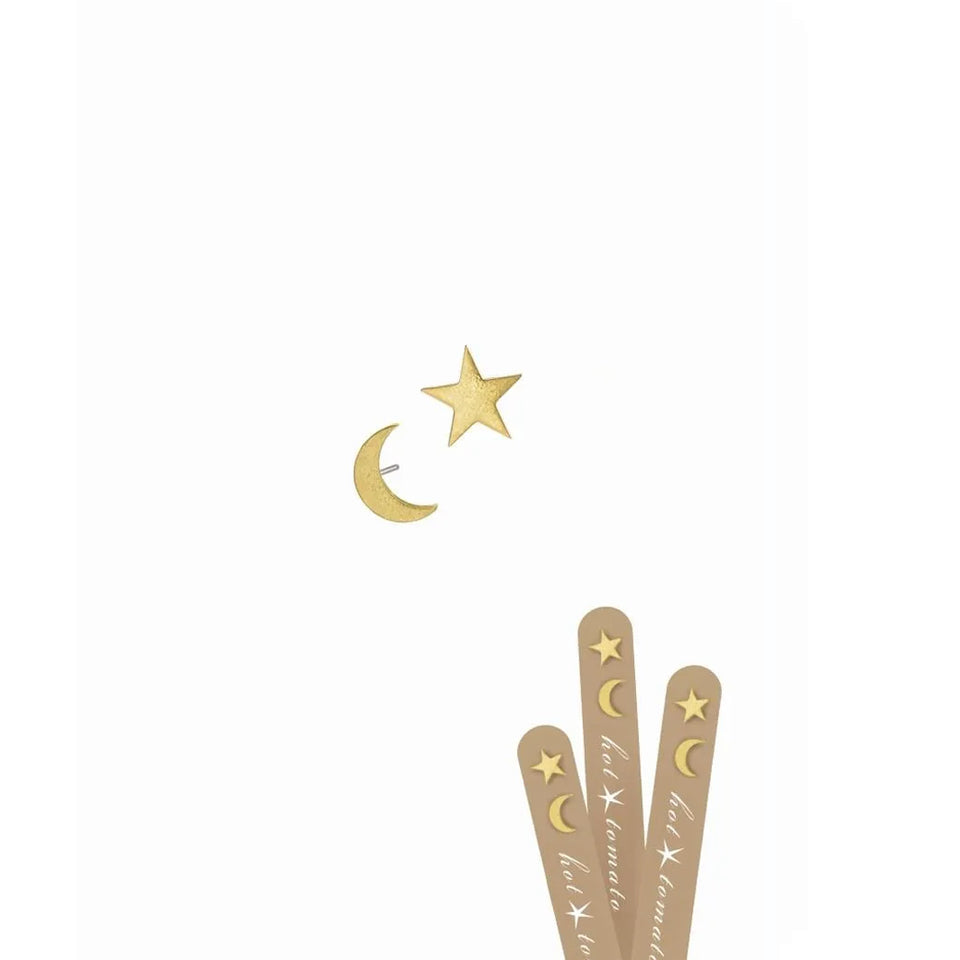 Worn Gold Sun & Moon Studs