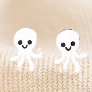 Sterling Silver Octopus Stud Earrings