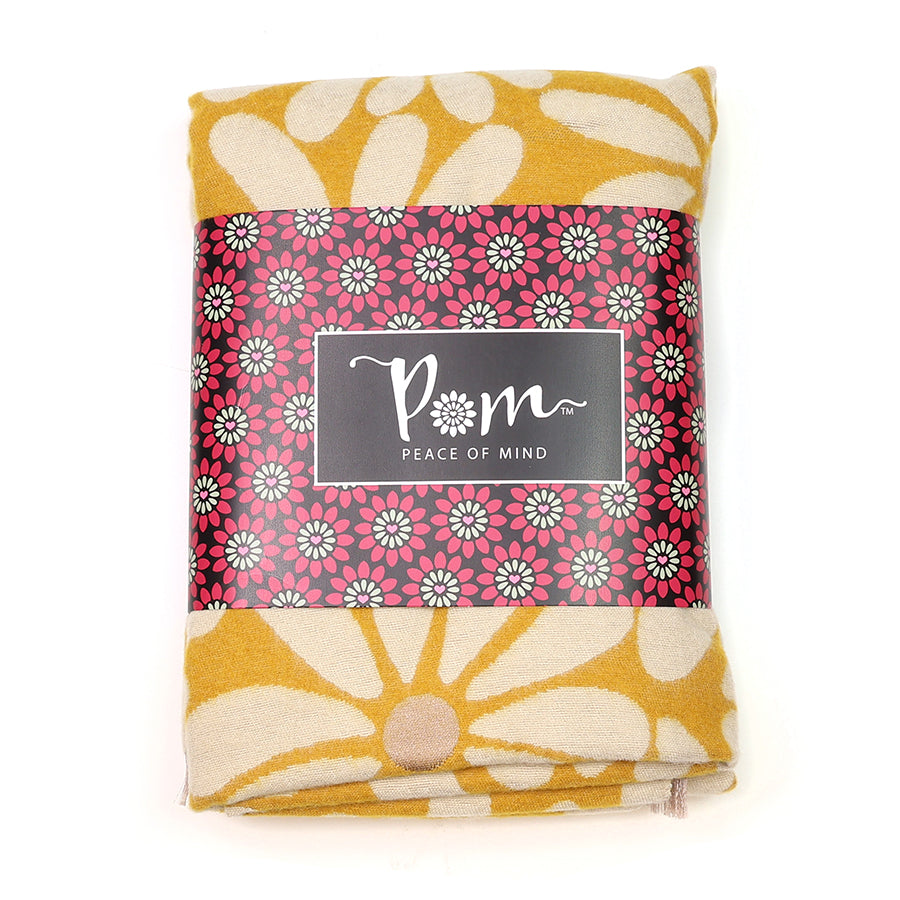 Scarf - mustard retro daisy jacquard