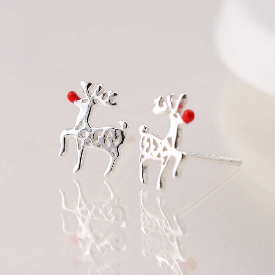 Sterling Silver Rudolph Stud Earrings