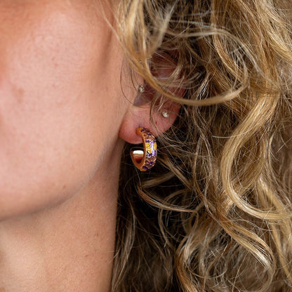 Golden dalmatian jasper heart drop earrings