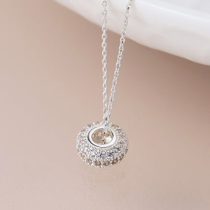 Silver Plated Pave Crystal Hoop Necklace