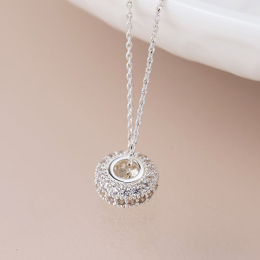 Silver Plated Pave Crystal Hoop Necklace