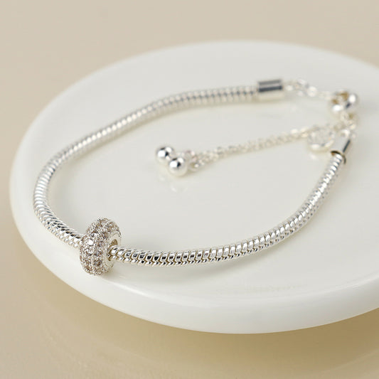 Silver Plated Pave Crystal Hoop Bracelet