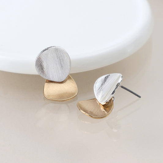 Mixed finish brushed stud earrings