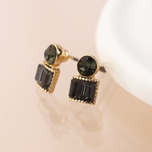 Golden Black Crystal Earrings