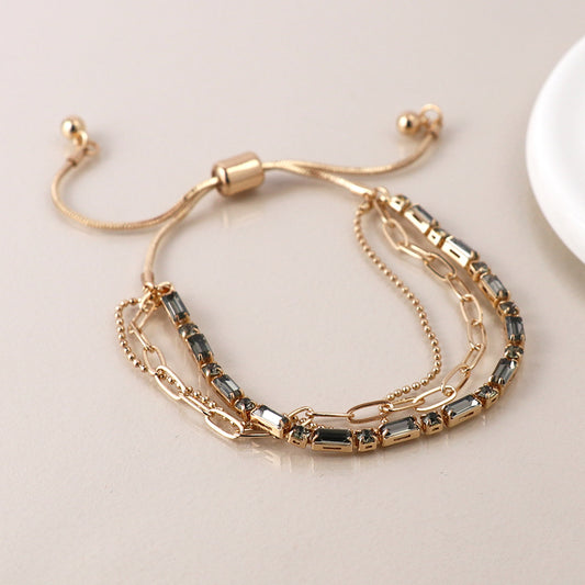 Triple Layer Gold Plated/Crystal Necklace
