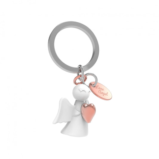 White and Rose Gold Angel Keyring