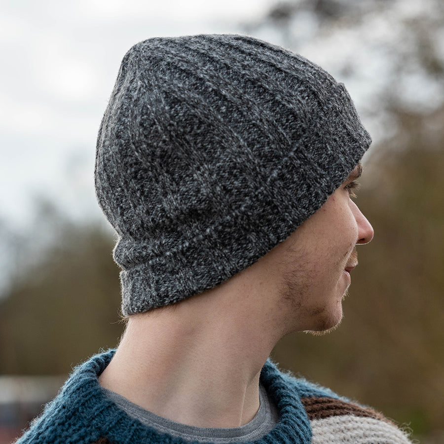 Grey Marl Recycled Yarn Men's Beanie Hat