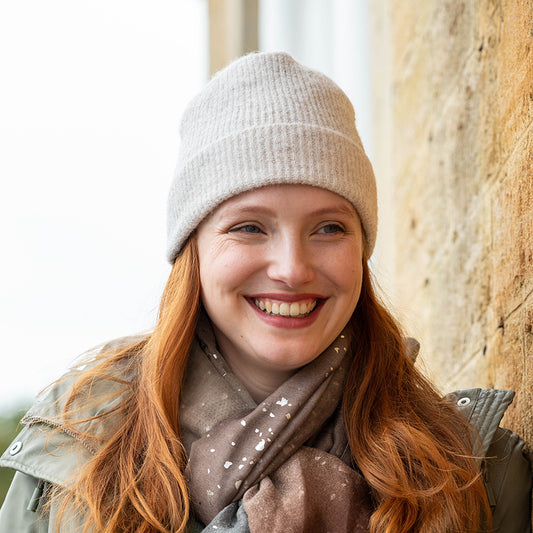 Light Beige Fine Ribbed Beanie