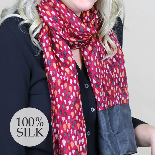 Raindrops Print 100% Silk Scarf