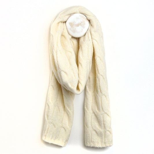 Cream Classic Cable Knit Scarf