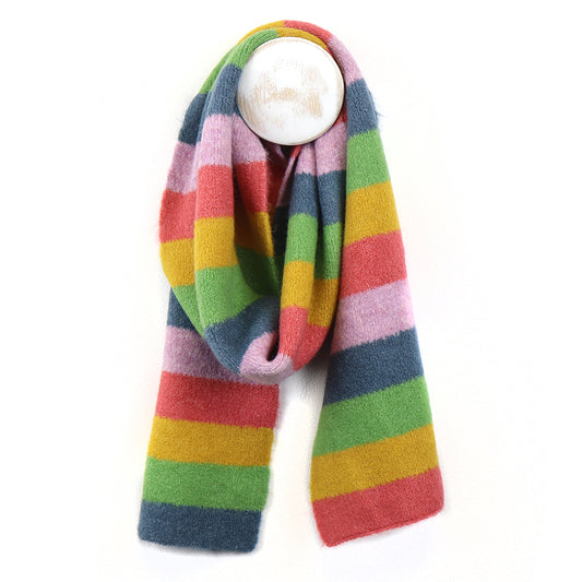 Rainbow Knit Colour Block Striped Scarf