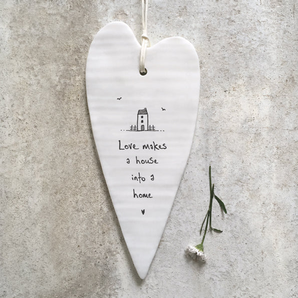 Porcelain hanging long heart (various)