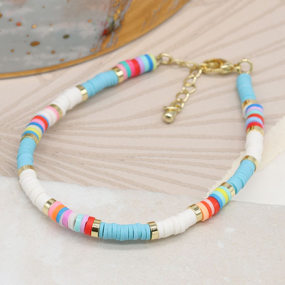 White and Aqua Bead Bracelet