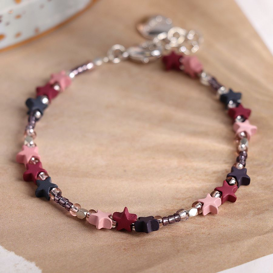 Mauve and Pink Star Bracelet