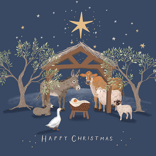 Animals at the Crib Christmas Cards