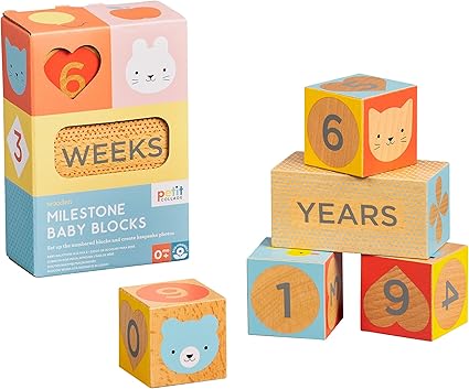 Wooden Milestone Baby Blocks