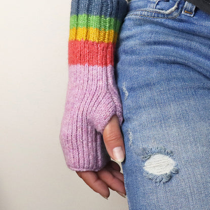 Lilac Striped Edge Wrist Warmers