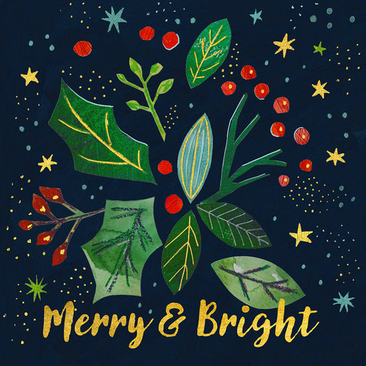 Holly and Stars Christmas Cards