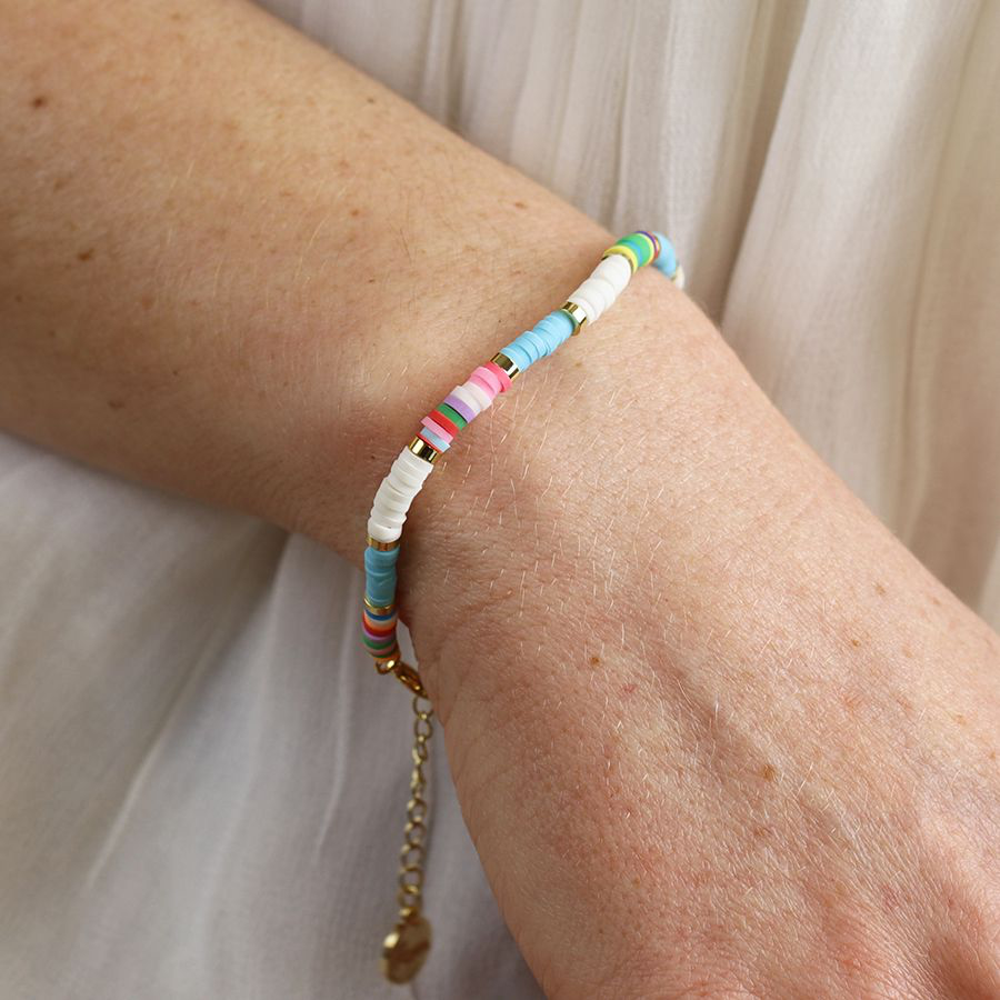 White and Aqua Bead Bracelet