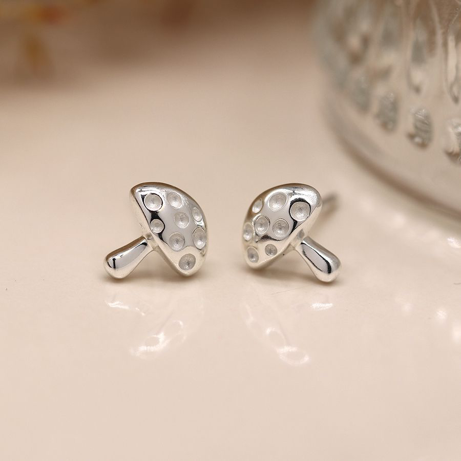 Sterling Silver Toadstool Stud Earrings