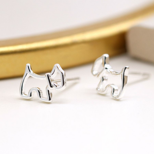 Stirling Silver Scottie Dog Earrings