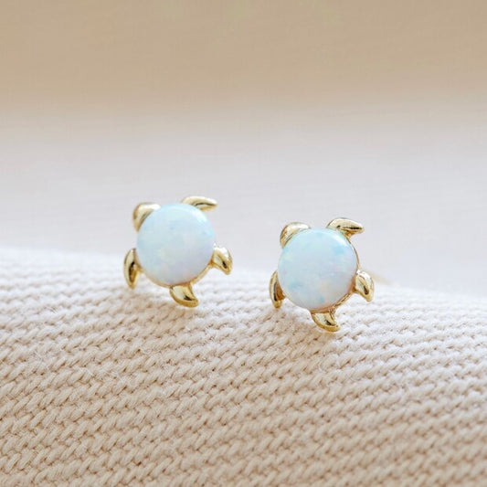 Opal Stone Turtle Stud Earrings
