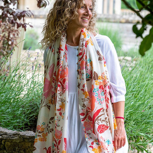 Pretty summer floral print scarf