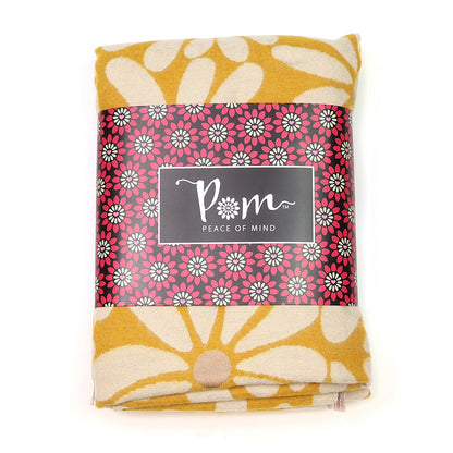 Scarf - mustard retro daisy jacquard
