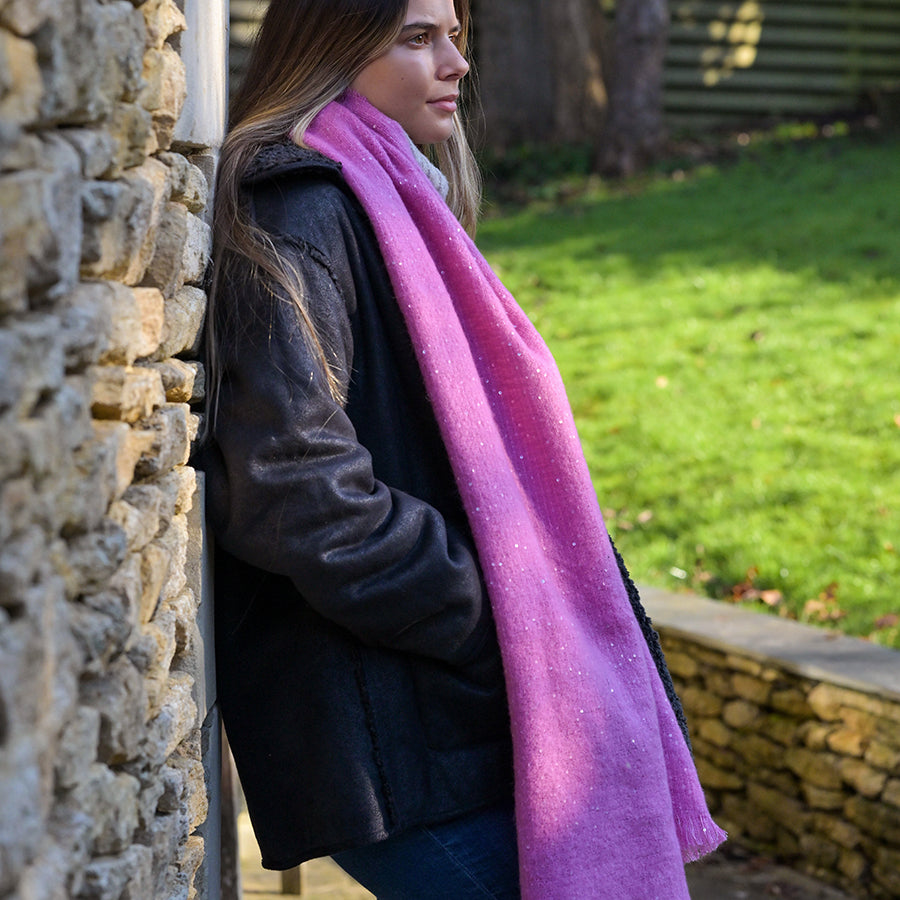 Scarf - Pink with sequin detail