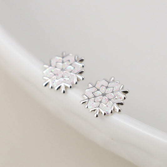 Sterling Silver Snowflake Stud Earrings