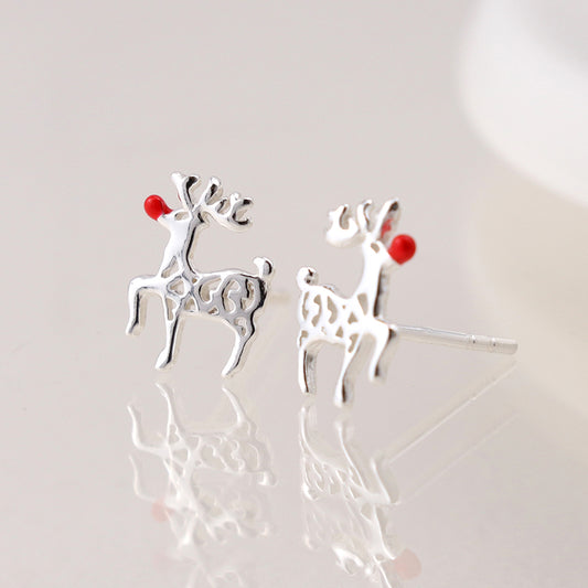 Sterling Silver Rudolph Stud Earrings