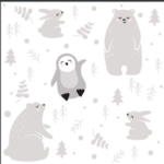 Cute Winter Animals Muslin