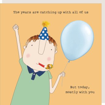 Years catching up birthday card - male