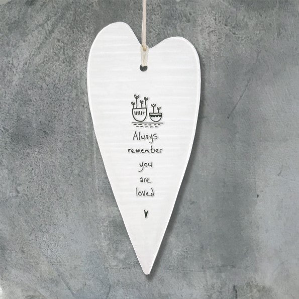 Porcelain hanging long heart (various)